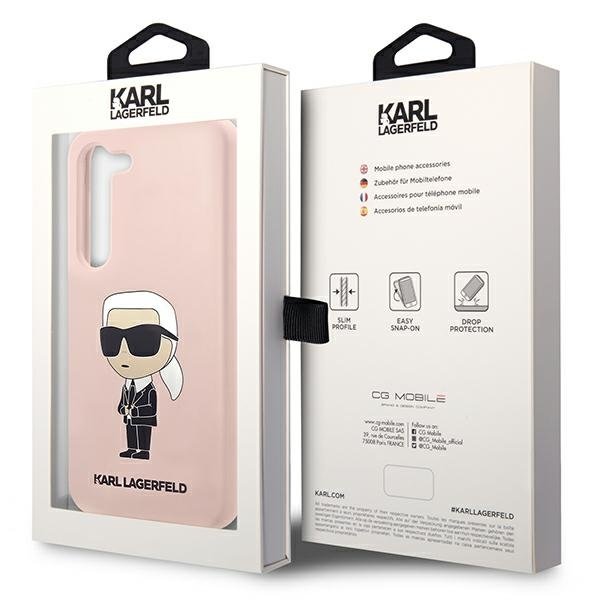 Karl Lagerfeld Obal na mobil pre Samsung Galaxy S23+ Plus, Silicone Ikonik, ružové