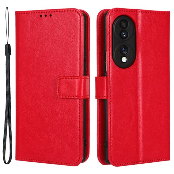 Klapkové puzdro pre Honor 70 5G, Crazy Horse Wallet, červené