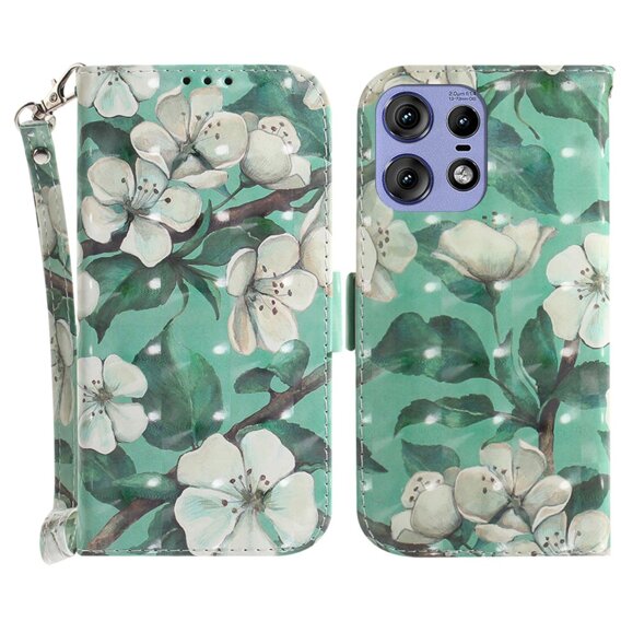 Klapkové puzdro pre Motorola Edge 50 Pro 5G, Wallet, Flowers biele