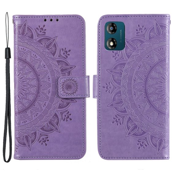 Klapkové puzdro pre Motorola Moto E13, Mandala Flower, fialové