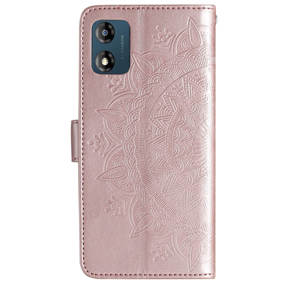 Klapkové puzdro pre Motorola Moto E13, Mandala Flower, ružové rose gold