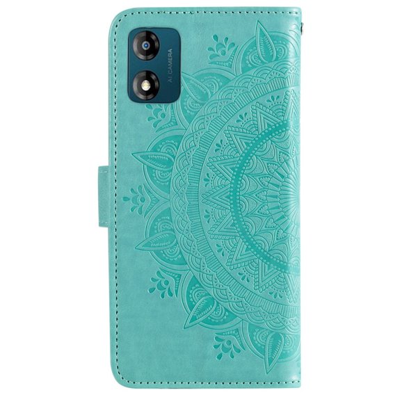 Klapkové puzdro pre Motorola Moto E13, Mandala Flower, zelený