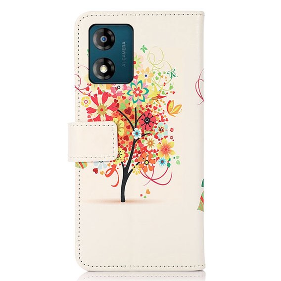 Klapkové puzdro pre Motorola Moto E13, Wallet Tree, červené