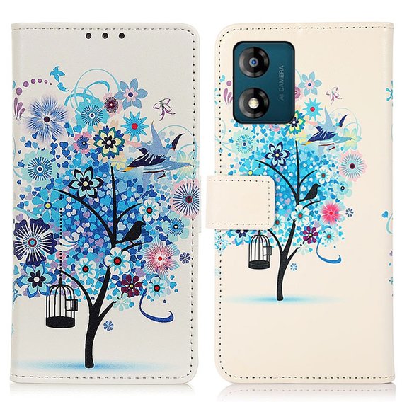 Klapkové puzdro pre Motorola Moto E13, Wallet Tree, modré