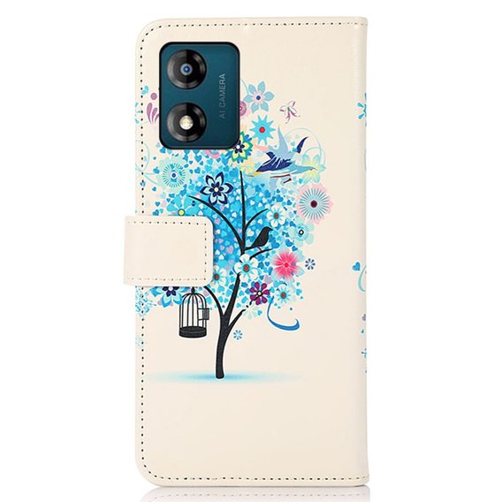 Klapkové puzdro pre Motorola Moto E13, Wallet Tree, modré