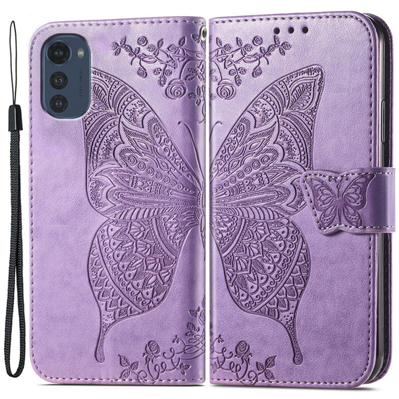 Klapkové puzdro pre Motorola Moto E32 4G, Butterfly, fialové