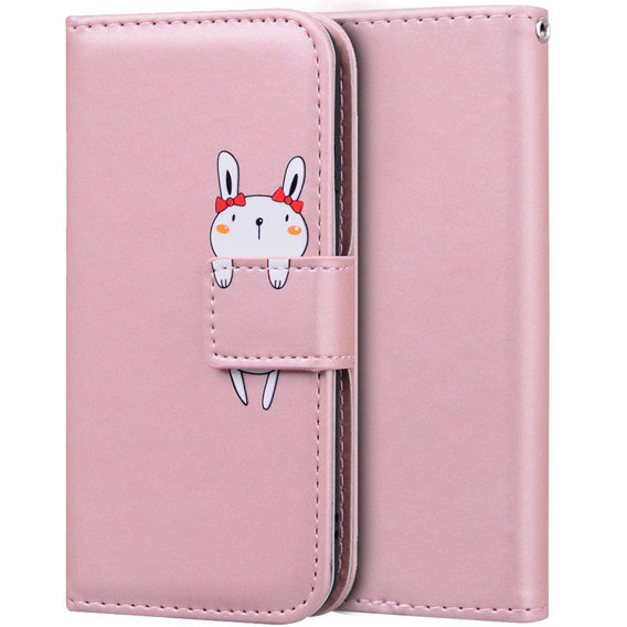 Klapkové puzdro pre Motorola Moto G22, Wallet Bunny, ružové