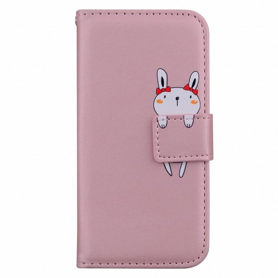 Klapkové puzdro pre Motorola Moto G22, Wallet Bunny, ružové