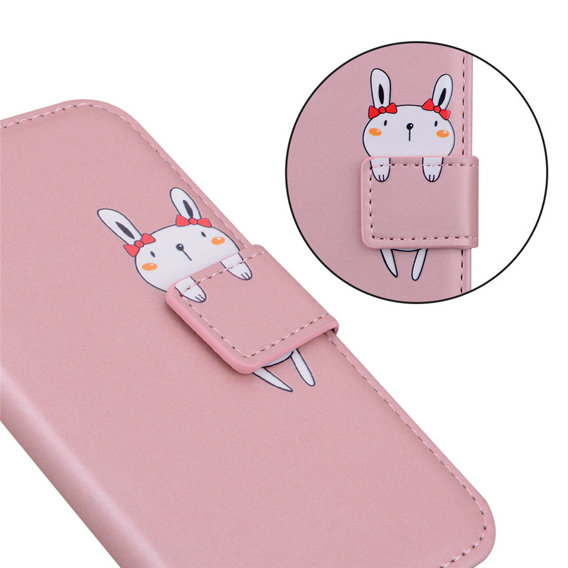 Klapkové puzdro pre Motorola Moto G22, Wallet Bunny, ružové