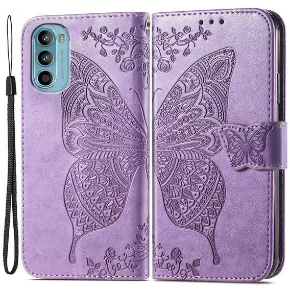 Klapkové puzdro pre Motorola Moto G52 / G82 5G, Butterfly, fialové