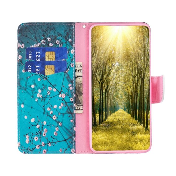 Klapkové puzdro pre Motorola Moto G54 5G, Wallet, sakura, modré