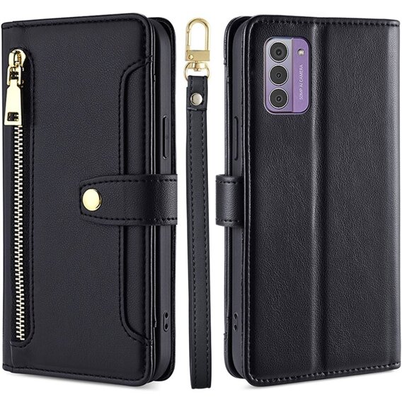 Klapkové puzdro pre Nokia G42, Wallet Zipper Pocket, čierne