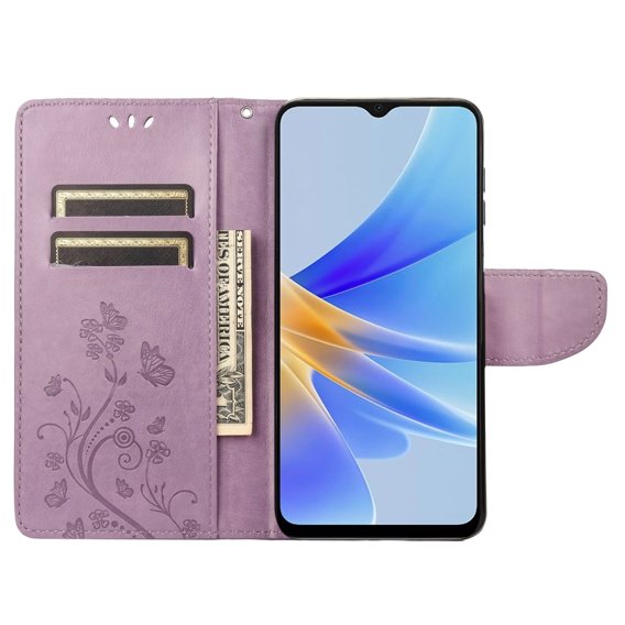 Klapkové puzdro pre Oppo A17, Butterfly, fialové