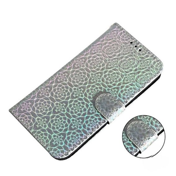 Klapkové puzdro pre Oppo A17, Wallet mandala, sivé