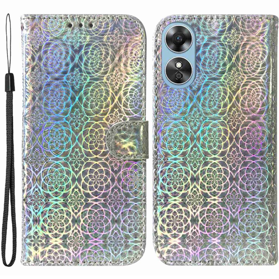 Klapkové puzdro pre Oppo A17, Wallet mandala, sivé