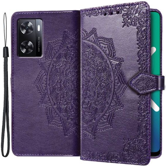 Klapkové puzdro pre Oppo A57s, Mandala, fialové