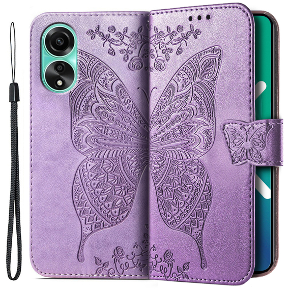 Klapkové puzdro pre Oppo A58 4G, Butterfly, fialové