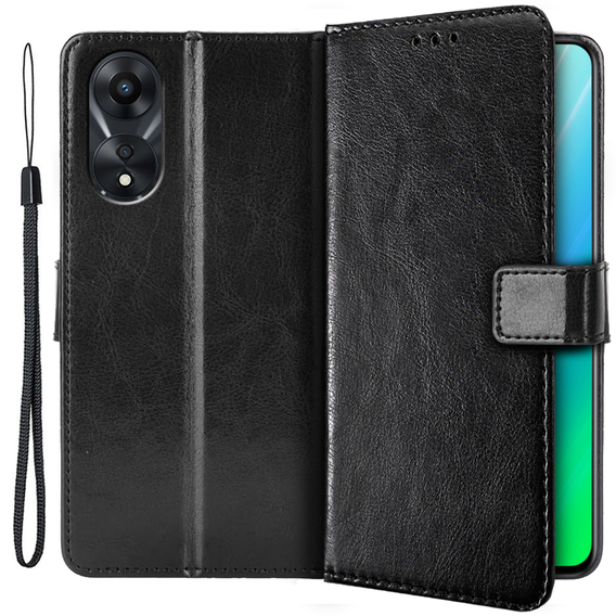 Klapkové puzdro pre Oppo A78 5G, Crazy Horse Wallet, čierne