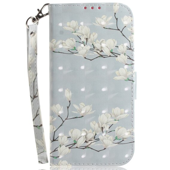 Klapkové puzdro pre Oppo Reno 11F 5G, Wallet, Magnolia Flowers sivé