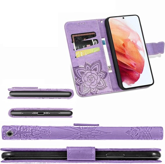 Klapkové puzdro pre Oppo Reno 12 Pro, Butterfly, fialové