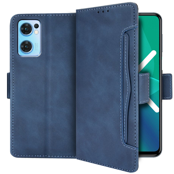 Klapkové puzdro pre Oppo Reno7 5G, Card Slot, modré