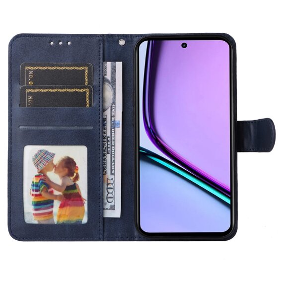 Klapkové puzdro pre Realme C67, Leather Wallet, tmavomodré