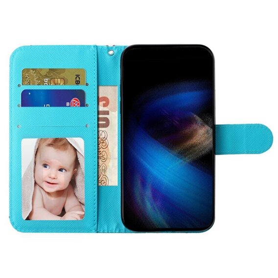 Klapkové puzdro pre Samsung Galaxy A05s, Wallet, Butterflies, modré