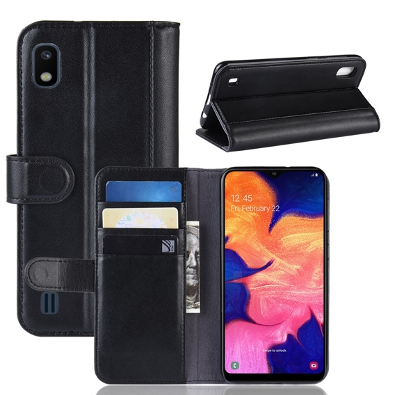 Klapkové puzdro pre Samsung Galaxy A10, Split Leather Wallet, čierne