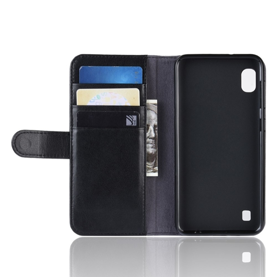Klapkové puzdro pre Samsung Galaxy A10, Split Leather Wallet, čierne