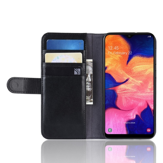 Klapkové puzdro pre Samsung Galaxy A10, Split Leather Wallet, čierne