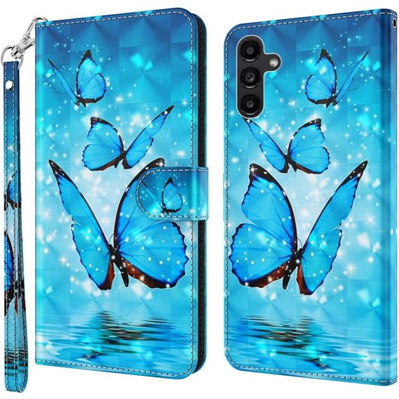 Klapkové puzdro pre Samsung Galaxy A14 4G/5G, Wallet Butterfly, modré