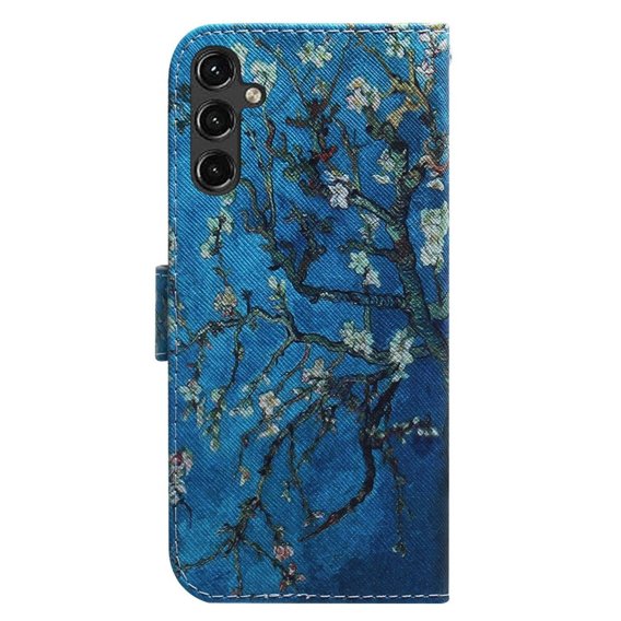 Klapkové puzdro pre Samsung Galaxy A14 4G/5G, Wallet, Sakura, modré