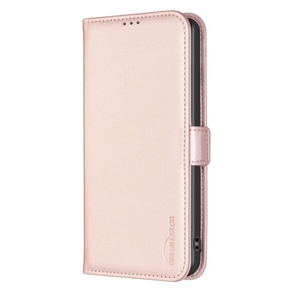 Klapkové puzdro pre Samsung Galaxy A15, BINFEN Wallet, ružové rose gold + 9H sklo