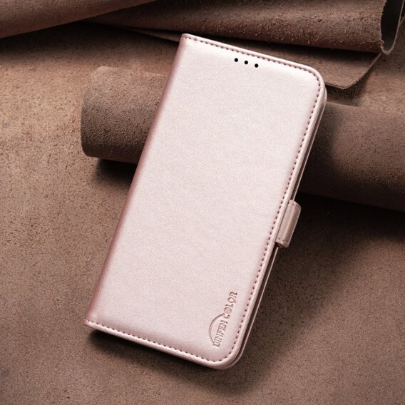 Klapkové puzdro pre Samsung Galaxy A15, BINFEN Wallet, ružové rose gold + 9H sklo