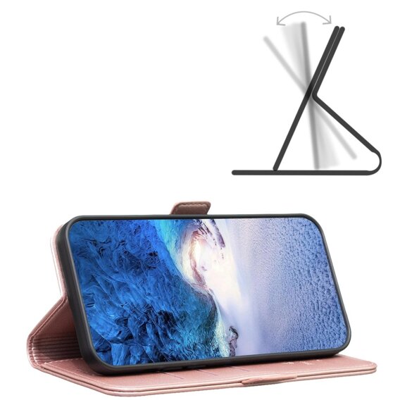 Klapkové puzdro pre Samsung Galaxy A15, BINFEN Wallet, ružové rose gold + 9H sklo