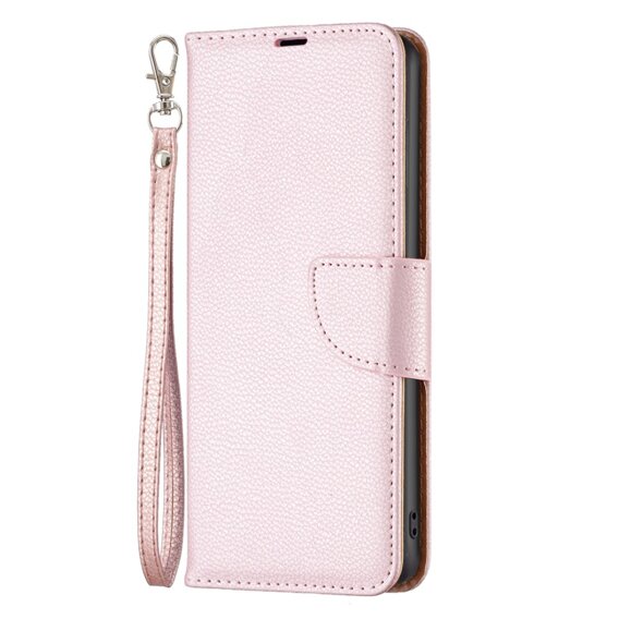 Klapkové puzdro pre Samsung Galaxy A15, Wallet Litchi Leather, ružové + 9H sklo 