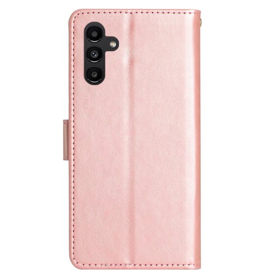 Klapkové puzdro pre Samsung Galaxy A25 5G, Butterfly Flower, ružové rose gold + 9H sklo 