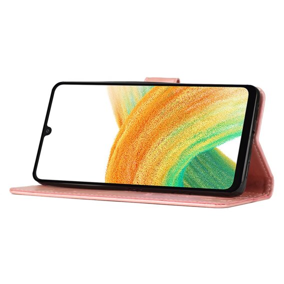 Klapkové puzdro pre Samsung Galaxy A25 5G, Butterfly Flower, ružové rose gold + 9H sklo 