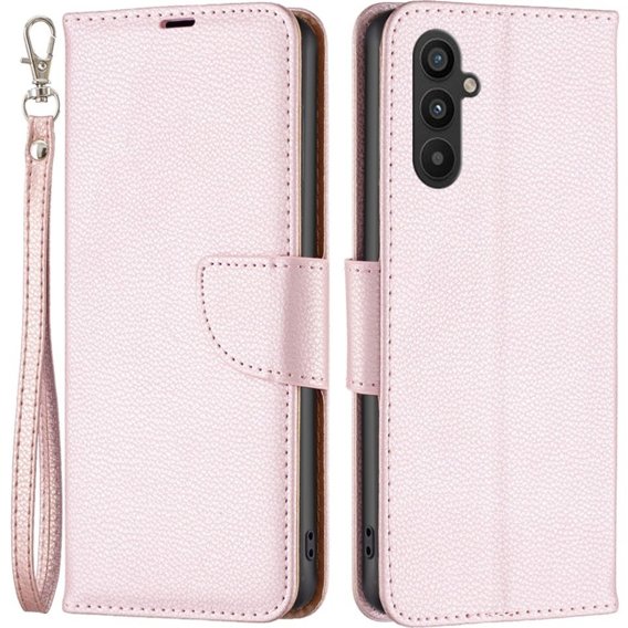 Klapkové puzdro pre Samsung Galaxy A34 5G, Wallet Litchi Magnet, ružové rose gold