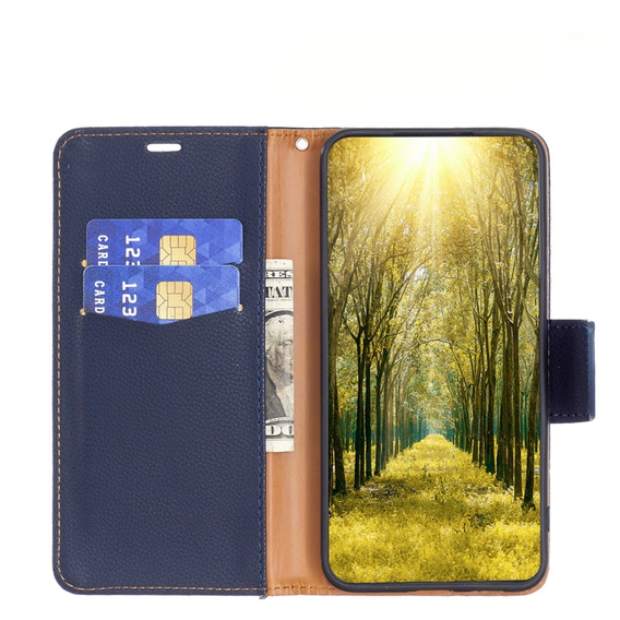 Klapkové puzdro pre Samsung Galaxy A34 5G, Wallet Litchi Magnet, tmavomodré