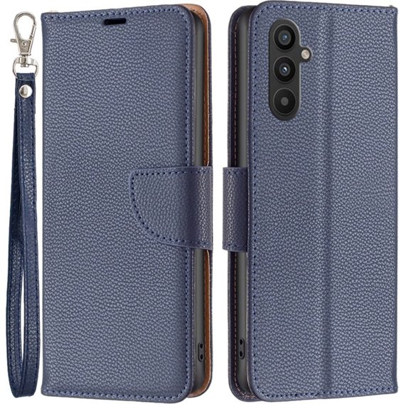 Klapkové puzdro pre Samsung Galaxy A34 5G, Wallet Litchi Magnet, tmavomodré