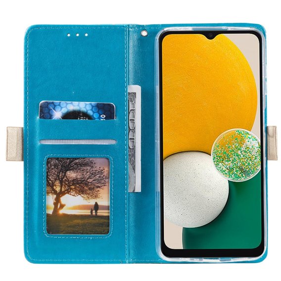 Klapkové puzdro pre Samsung Galaxy A54 5G, Wallet Pocket, Zipper Lace, modré