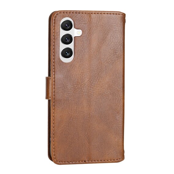 Klapkové puzdro pre Samsung Galaxy A54 5G, Wallet Zipper Pocket, s popruhom cez rameno, hnedé