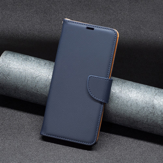 Klapkové puzdro pre Samsung Galaxy A55 5G, Wallet Litchi Leather, námornícky modrý