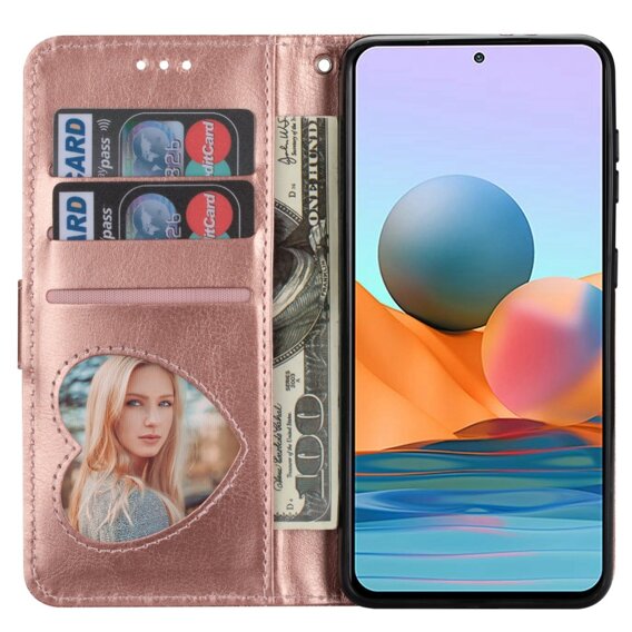 Klapkové puzdro pre Samsung Galaxy A55, Wallet Zipper Pocket Glittery, ružové rose gold