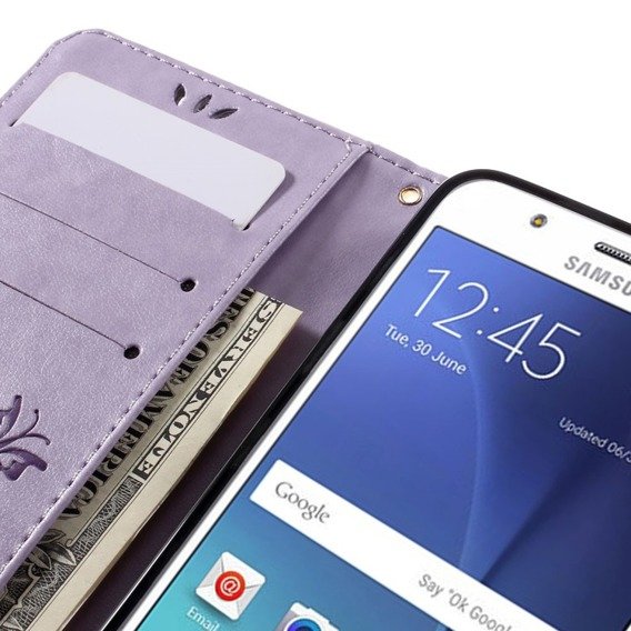 Klapkové puzdro pre Samsung Galaxy J5 2016, Butterfly, fialové