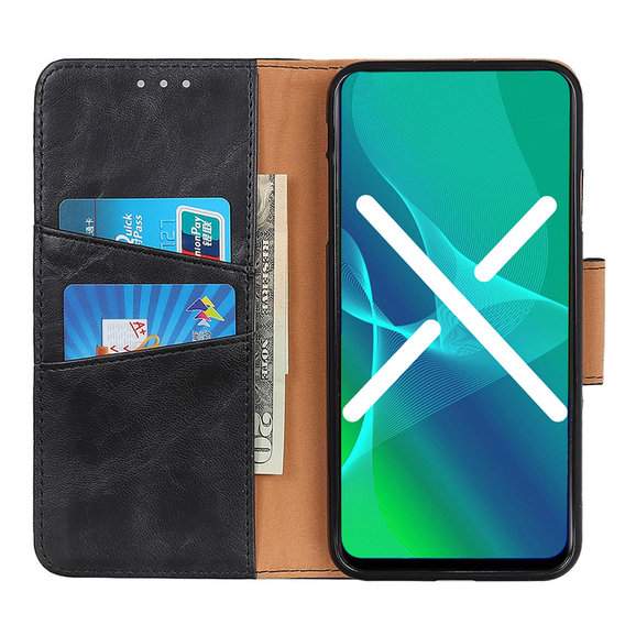 Klapkové puzdro pre Sony Xperia 10 III, Split Leather Wallet, čierne