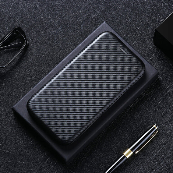 Klapkové puzdro pre Xiaomi 11T / 11T Pro, Carbon Fiber Folio Flip, čierne