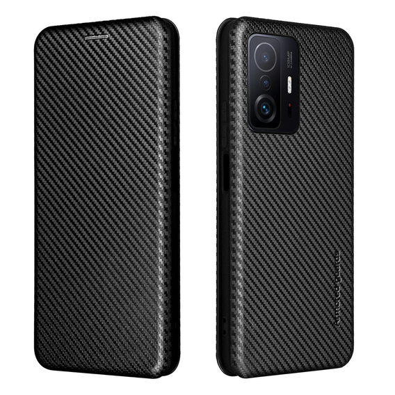 Klapkové puzdro pre Xiaomi 11T / 11T Pro, Carbon Fiber Folio Flip, čierne