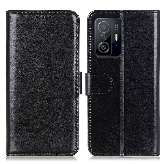 Klapkové puzdro pre Xiaomi 11T / 11T Pro, Crazy Horse Wallet, čierne